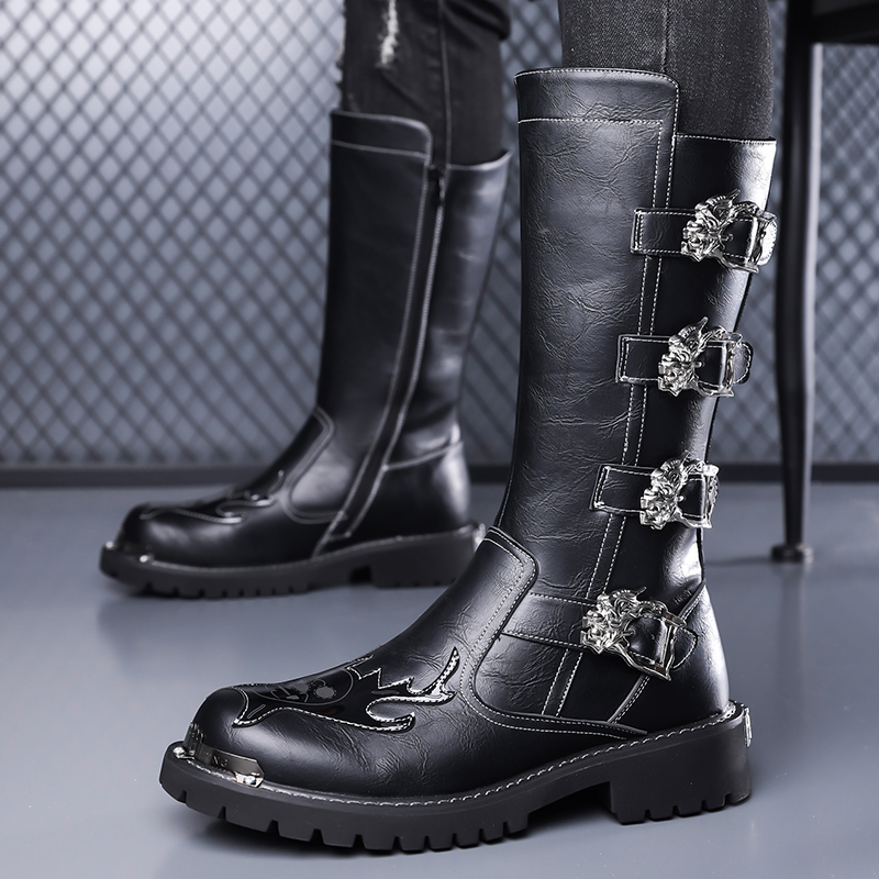 Leatherwork Designs - Botas Longas de Couro para Homens,