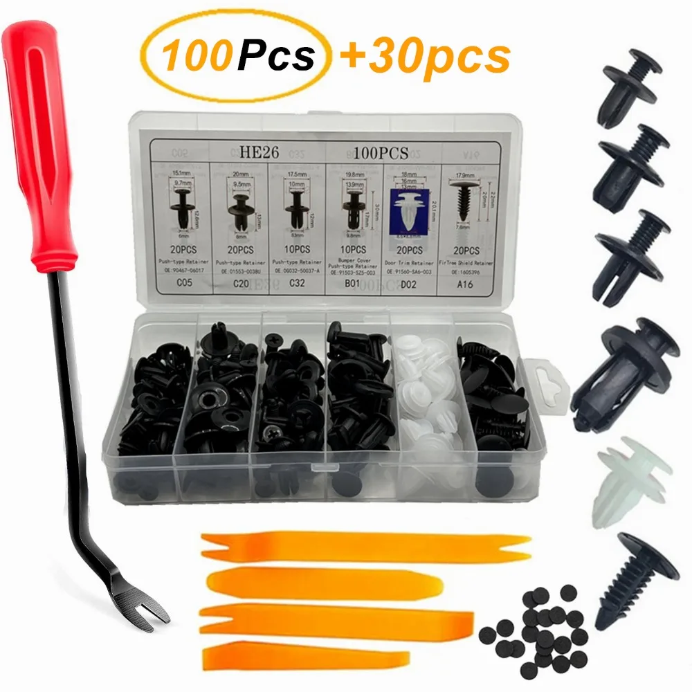Rivet Setter Tool - Novo 100 pçs clipes de plástico
