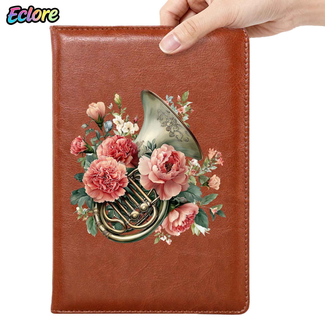 Leather Work Diary Covers - Caderno de Couro PU Floral com